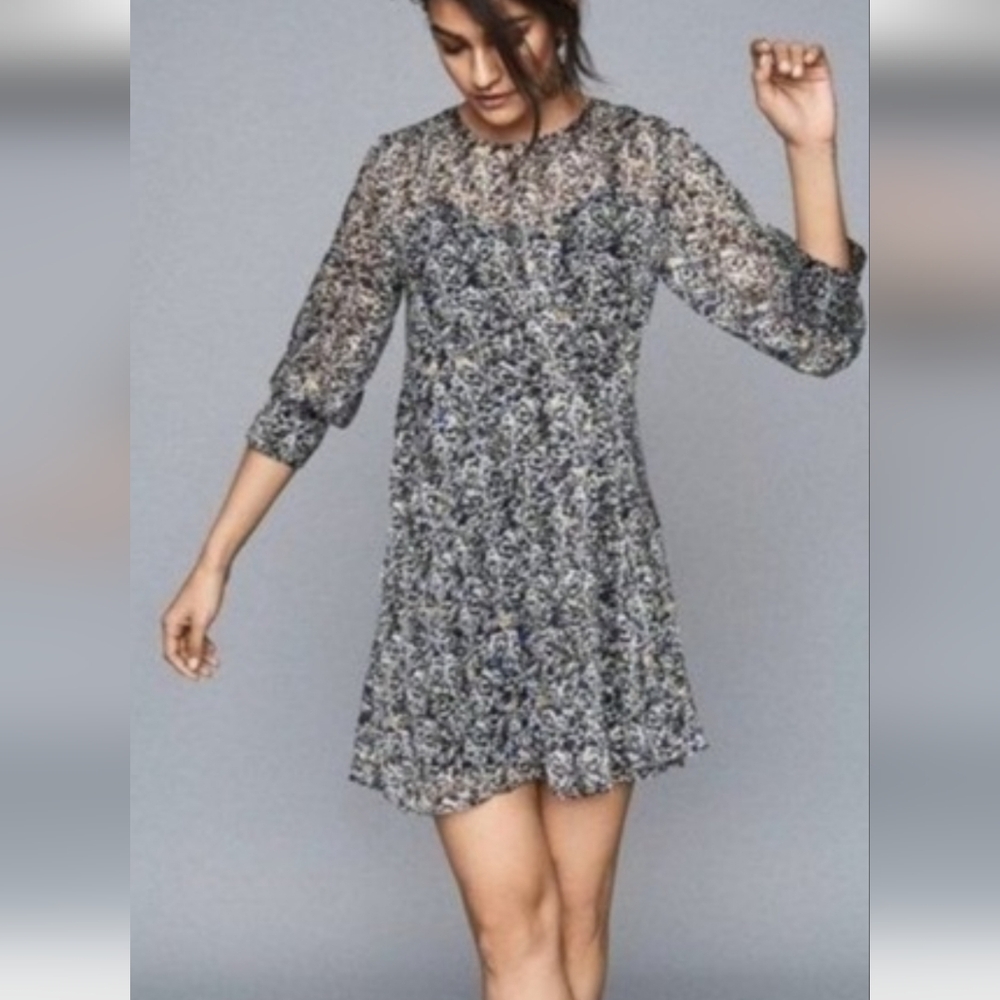 Reiss Burnout Ditsy Dress Size 0 NWT